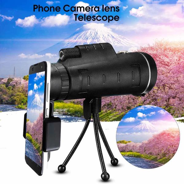 Lente Tokohansun 40x60 Zoom Lente de teléfono celular móvil Scope Monocular telescopio para la cámara del teléfono celular con clip y trípode para iPhon