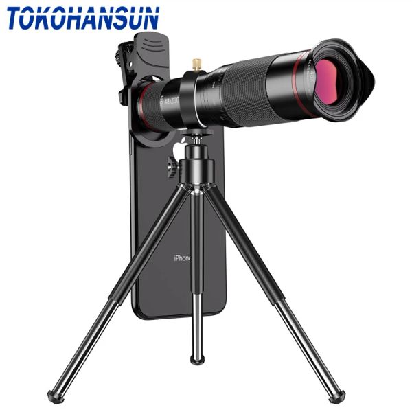 Lentille Tokohansun 48x Téléphone mobile Télescope monoculaire Lens Astronomical Zoom Lens Tripod extensible pour l'iPhone 7 8 Plus 11 Smartphones