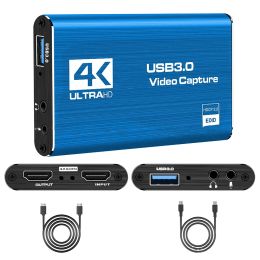 Lens USB 4K 60Hz Card de capture vidéo HDMICOMPATIBLE 1080P pour la plaque d'enregistrement de jeu Boîte de streaming en direct USB 3.0 Grabber pour Caméra PS4