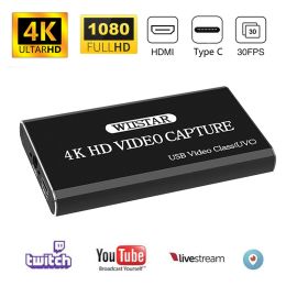 Lens USB Video Capture Card HDMI pour taper C USB 1080p Vidéo Grabber Record HDMI 4K Boucle pour PS4 TV Camera Enregistrement en direct Streaming