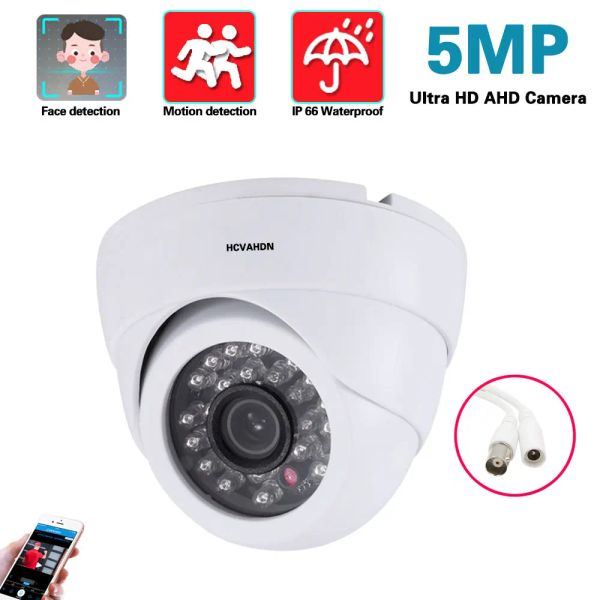 Lentille CCTV White CCTV AHD DOME CAMERIE 5MP HD OUDOOOR INDOOR HOME BNC Sécurité Caméra analogique XMEYE 2MP 1080P DVR VIDEO DE SUPPRIMANCE CAM H.265