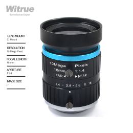 Lens Witrue 4K 10mp 16 mm C Mount Professional Low Distortion Industrial Machine Vision Lens F1.41.6 voor HD Camera