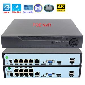 Lens Xmeye 4k Poe NVR 4/8 Channel Réseau vidéo Recordier Support Face Detect Audio Onvif P2P pour PoE 8MP 5MP 1080p Caméra IP de sécurité