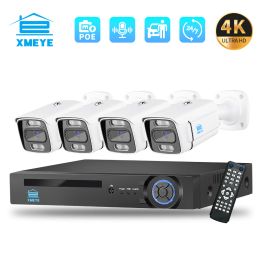 Lens xmeye 8mp 4k poe ip camerasysteem humanoïde voertuig detectie 4ch 8ch audio cctv beveiliging video surveillance outdoor waterdicht