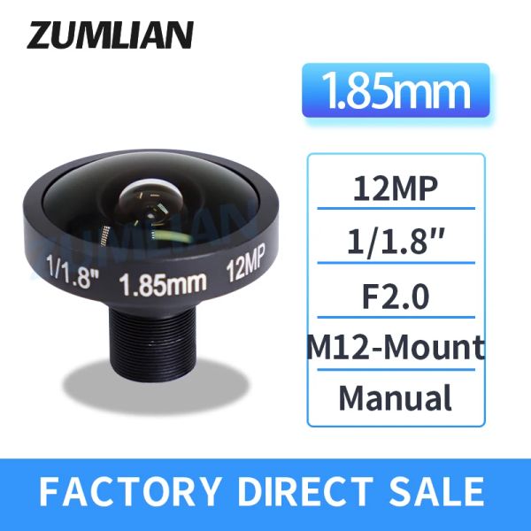 Lens Zumlian 1,85 mm 4K Fisheye Lens 185 degrés avec filtre IR 12MEGAPIXEL 1 / 1,8 pouce M12 Mont Lens pour IMX178 Sensor Ultra 4K Camerie