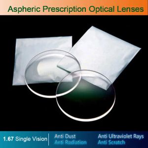 Lentilles 1.67 Vision unique Asphériques Optical Eyeglass Prescription Lences UV400 Antiradiation AR revêtement de lunettes Spectacles Lentures