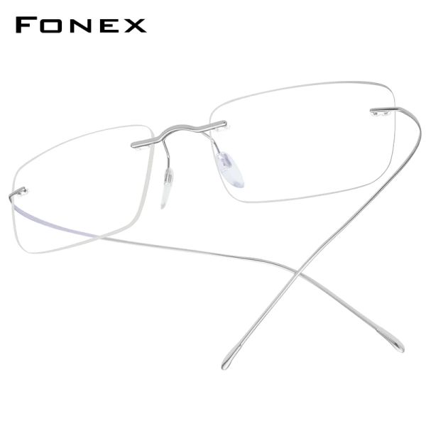 Lenses Fonex B Titanium Eyeglasse Cadre Men 2020 Femmes Prescription sans bordure Lunets carrés Myopie Optical Corée Eyewear F85634