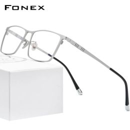 Lenses FONEX Lunettes en titane pur Frame Men Square Eyewear 2020 Nouveau masculin Classic Full Optical Prescription Formes de lunettes F85641