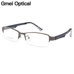 Lenses GMEI Optical Men Titanium Alloy Eyeglass Cadre pour hommes Temples flexibles des lunettes IP Spectacles d'alliage électroplaçant Y2387