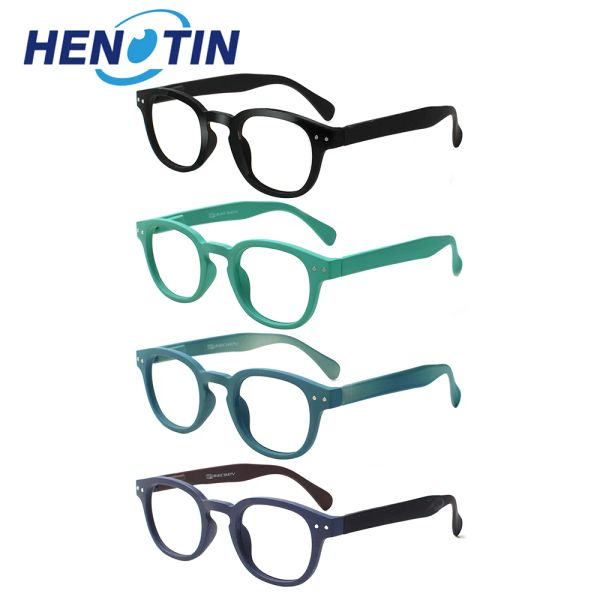 Lenses Henotin Classic Round Cadre de lecture Lunes Spring charnière Men and Women HD Eyeglass + 0 + 600