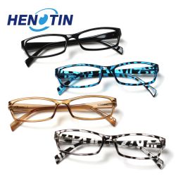 Lenzen Henotin mode rechthoekige leesbril Spring scharnier mannen en vrouwen met een frame decoratieve bril op recept HD -lezer