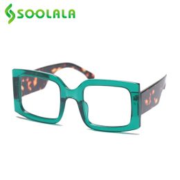 Lenses Soolala 2021 Vintage Big Square Lunettes de lecture Femme Femmes Loeglasse Femme Femme Gagnifing Luze +0,5 0,75 1,0 2,0 à 4.0