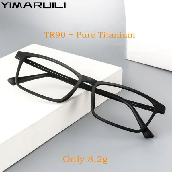 Lentions yimaruili ultralight fashion carré tr90 flexible everyses pur titanium optical prescription masculin luners frame 9821