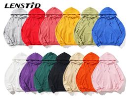 Lenstid 13 couleurs Automne Plain Solid 100 Cotton Mens Pullover Sweetwear Streetwear Corée HARAJUKU Sweats à capuche décontractés 2010207045102
