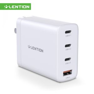 LENTION Cargador de pared USB C de 100 W PD Bloque de carga rápida Adaptador de corriente GaN tech Enchufe plegable para iPhone 11/12/13/14/15/Pro Max, XS/XR/X, iPad Pro, AirPods Pro y más (blanco)