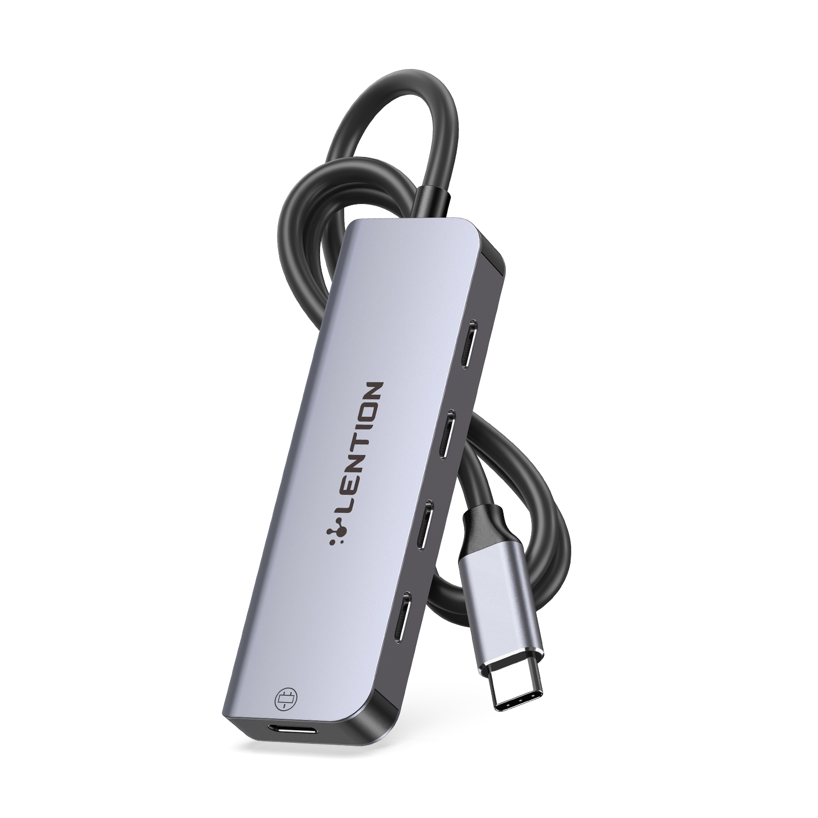 Lention 2ft lång kabel USB C-nav multiportadapter, USB-C-splitter, USBC-nav, typ C-nav, USB C till USB C-nav med 4 USBC-porttyp C strömförsörjningsport för MacBook Pro/Mac Air/Imac