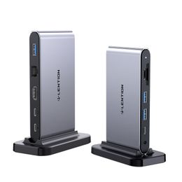 LENTION Estación de acoplamiento USB C, puertos USB CUSB A de 10 Gbps, HDMI 4K 60 Hz, PD de 100 W, Ethernet, lector de tarjetas, USB 3.0, AUX, base USB-C para MacBook/Surface, más, concentrador USB C con controlador estable (D65)