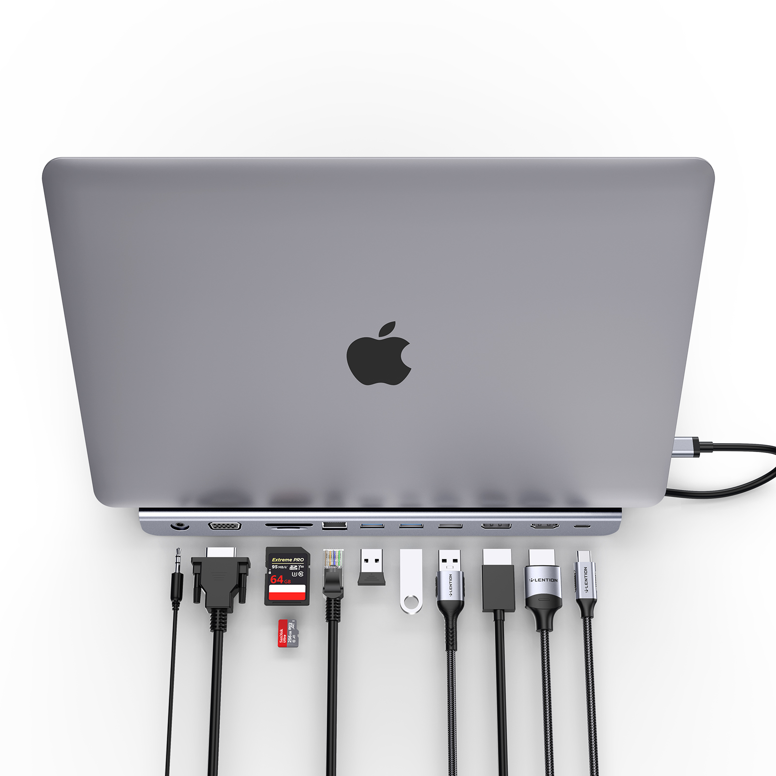 100W PD、4K HDMI/DisplayPort、VGA、Ethernet、Card Reader、USB 3.0/2.0Aux Adapter for 2016-2023 MacBook Pro、New Mac Air/Surface/Steam Deck、More for More