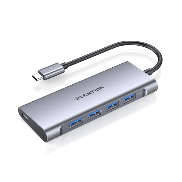 LENTION USB C Hub con 4 USB 3.0 Tipo C Compatible con MacBook Pro 2023-2016, Nuevo Mac Air, Nuevo Surface, Chromebook, más, Adaptador multipuerto Tipo C certificado por Controlador Estable