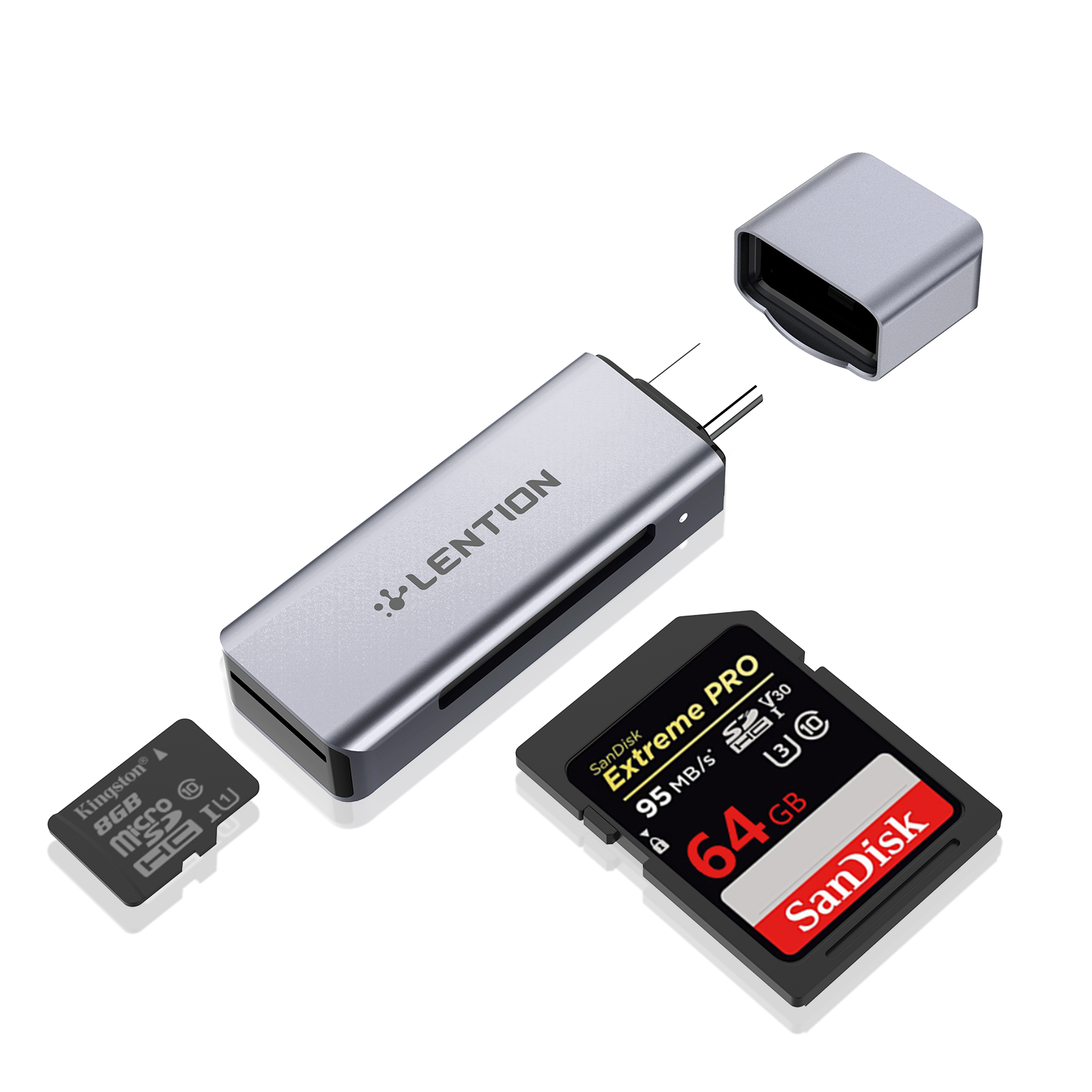 LENTION Lecteur de carte USB C vers SD/Micro SD, adaptateur de carte SD 3.0 de type C compatible avec MacBook Pro 2021-2016 13/15/16, nouveau Mac Air/iPad Pro/Surface, Samsung S20/S10/S9/S8/Plus/Note , Plus