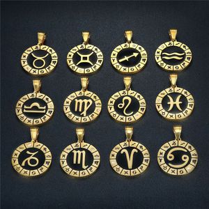 Leo 12 Constellations ketting Verjaardagsgeschenken 14K Gold Amulet Hanger Zodiac Sign Sieraden Collier