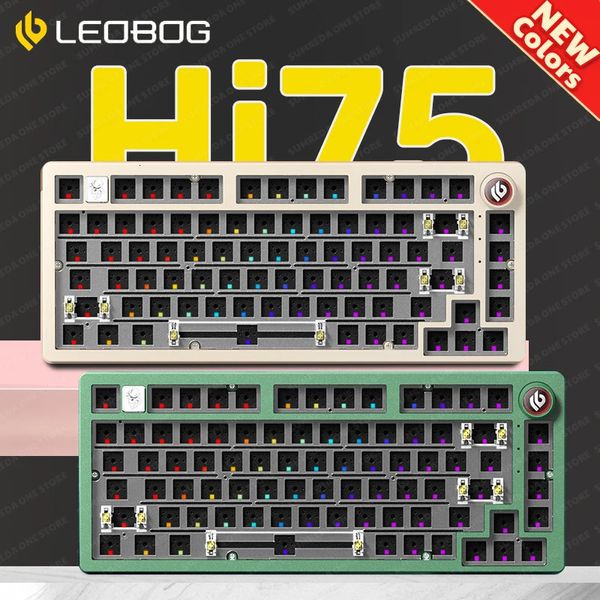 LEOBOG HI75 Sugar65 Kits de aluminio mecánico personalizado Cambio de juegos con cable Junta de jugadores RGB con perilla 240309