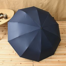 Leodauknow-automatique parapluie de revêtement noir pour hommes, poignée en cuir en plastique, parasols de voyage à vent, engrenages pluviaux, 10 côtes