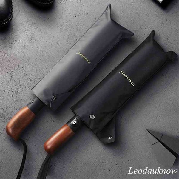 Leoduknow Trois pliants entièrement automatiques de voiture de luxe Business Elite Parapluie ensoleillé et pluvieux pour hommes et femmes 210925