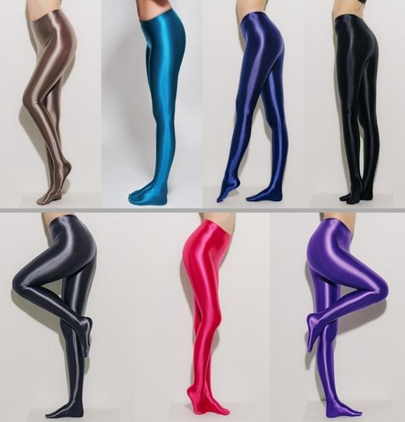 Leohex spandex brillante pantimedias opacas medias brillantes de cintura altas medias sexy pantalones de yoga entrenamiento de mujeres Leggings deportivos y24409489