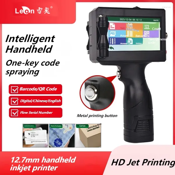 LEON 12,7 mm Membral-poche Imprimante à jet de main Printer d'emballage Date de production QR CODE PORTABLE Machine de codage de logo intelligent