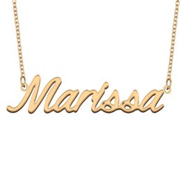 Marissa nom colliers pendentif personnalisé personnalisé pour femmes filles enfants meilleurs amis mères cadeaux 18 carats plaqué or en acier inoxydable