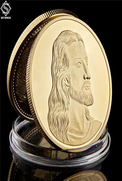 Leonardo da Vinci 24k Gold plaqué Cowing Cooinbbles Craft Last Supper Jesus Christian Souvenirs Badge Euro Medal8119004
