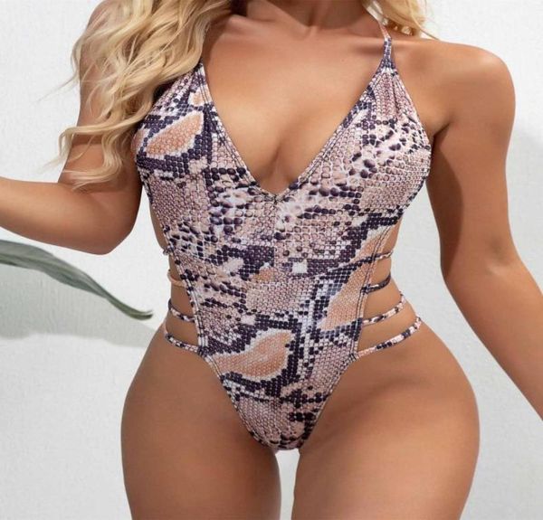 Léopard 2020 Sexy Femmes One Piece Swimsuit Swimwwear S Female Bandage Thong Brésilien Monokini Bathing Costume Women86749202255792