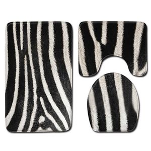 Leopard Dier Tijger Afdrukken Non-Slip Drie-Piece Zebra Toiletzitting Cover Badkamer Tapijten Cover Vloer Mat Bathroom Decor 210622
