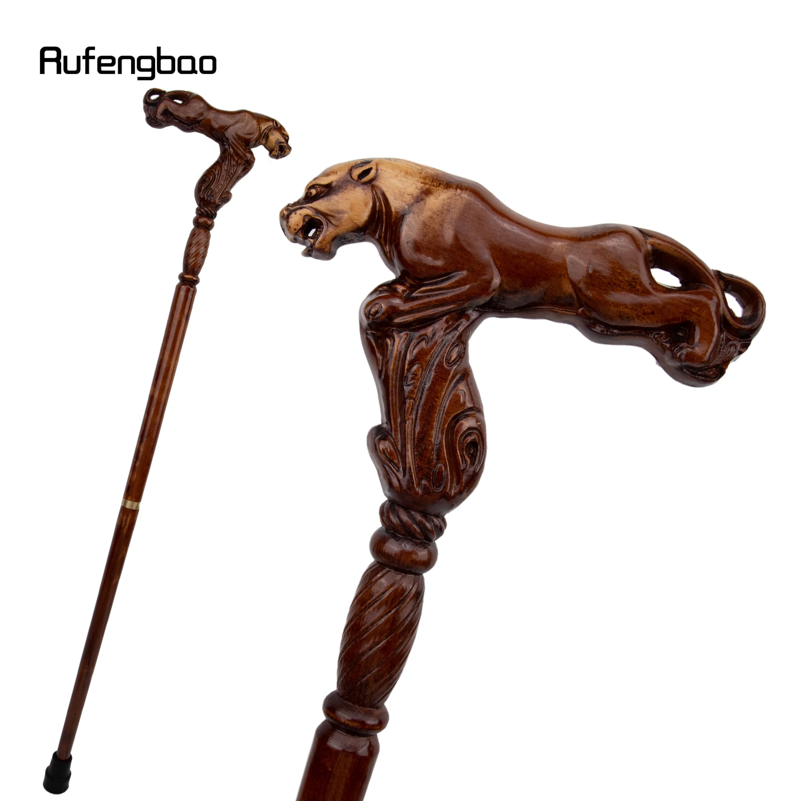 Leopard Brown Wooden Fashion Walking Stick Decorative Vampire Cospaly Party Wood Walking Cane Halloween Mace Wand Crosier 93cm