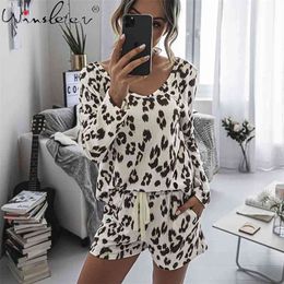 Pijama de algodón de leopardo para Mujer, conjunto de Pijama, jersey Pigiama Donna, Pijama de primavera para Mujer, ropa de dormir Damska, 2 uds, P05901B 210421