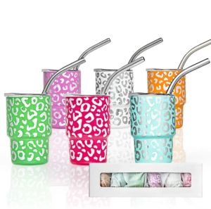 Luipaardontwerp schattige mini mugs 2oz 3oz shotglas aangepast Logo mini tumbler met metalen rietje nieuw