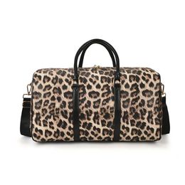 Sac de sport de designer léopard Sacs à main pour femmes Sacs fourre-tout en cuir PU Texture animale Modèle Weekender Sac de voyage Grande capacité Sac à bandoulière de sport