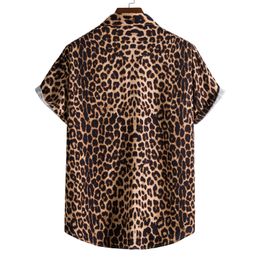 Chemise à fleurs léopard hommes Camisa Masculina marque Slim Fit manches courtes chemise hawaïenne hommes fête plage chemises décontractées mâle 5XL 240201