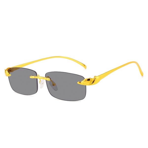 Lunettes de soleil tête de léopard lunettes sans monture pour hommes lunettes à monture carrée tendance lunettes de soleil femmes