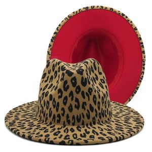 Léopard patchwork Chapeau Fedora Chapeaux Hommes Femmes Jazz Panama Cap Homme Femme Large Bord Casquettes hommes Trilby automne hiver Accessoires De Mode en gros