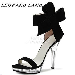 Sandalias LEOPARD LAND 20 cm Tacones Redondos Gamuza Pajarita Hebilla Ultra Fino Tacón Alto Paquete Vestido Fiesta Mujer LYP