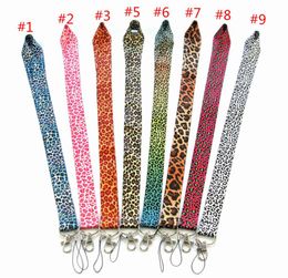 Cordones de leopardo Cheetah pulsera para teléfono móvil llavero collar tarjeta de identificación de trabajo cuello correa de moda negro para teléfono 9 colores 1070208