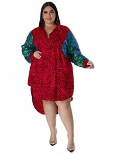 Luipaard Lg Shirts Plus Size Turn Down Kraag Pailletten Mouw Vrouwen Losse Causale Avond Kantoor Werk Oversized Tops Blouse R42d #