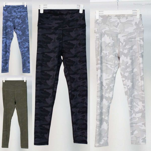 Pantalones largos de yoga de leopardo Mujeres Camuflaje desnudo Leggings deportivos Entrenamiento Pantalones de camuflaje Pantalones de chándal Scrunch sin costuras Elástico Noveno pantalón Ejercicio