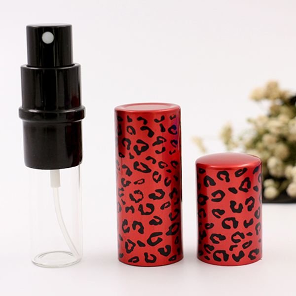 Leopard Mini Rechargeables Atomiseur aluminium Pompe verre vide Tube Vaporisateur pour le parfum Huile Essentielle métal Pulvérisateur