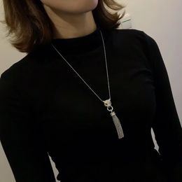 collier léopard gland pendentif en acier inoxydable designer tête de léopard long collier élégant pour les femmes mode chandail chaîne