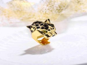 Leopard Panther Ring Dames Men unisex Anillos HOMBRE Femme Bague Cocktail Animal Email Party Goth Gold Golde Christmas9571148