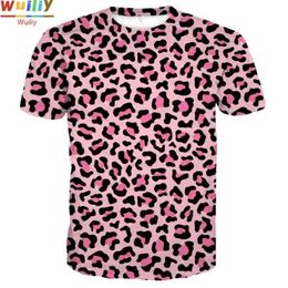 Leopard Pattern T-shirt voor Mannen Zomer Muurschildering Grafische ROZE 3D Print Tees Sport T-shirt Dames / Mannen Nieuwigheid Tops 210716