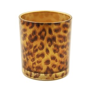 Bougeoir imprimé léopard, photophore votif, pot en verre, motif Animal ambre, pièce maîtresse de mariage, décoration de Bar à domicile